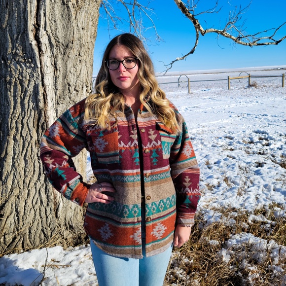 Red Wine Aztec Shacket - Picture 5 of 7